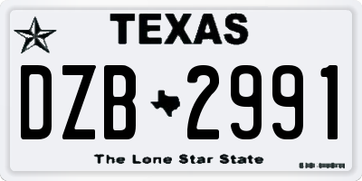 TX license plate DZB2991