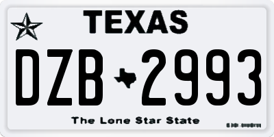 TX license plate DZB2993