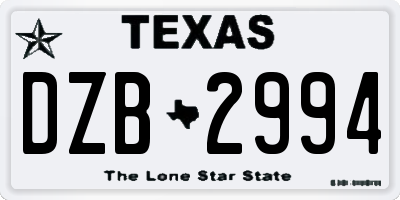 TX license plate DZB2994