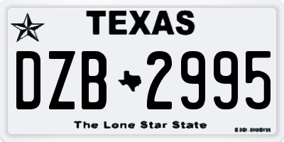 TX license plate DZB2995