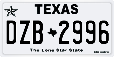 TX license plate DZB2996