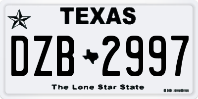TX license plate DZB2997