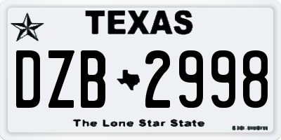 TX license plate DZB2998