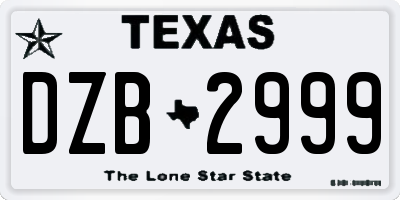 TX license plate DZB2999