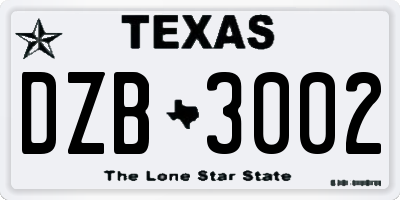 TX license plate DZB3002