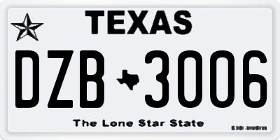 TX license plate DZB3006