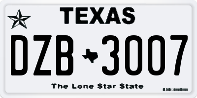 TX license plate DZB3007