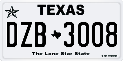 TX license plate DZB3008