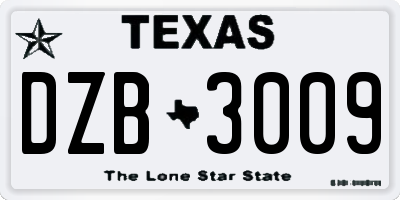 TX license plate DZB3009