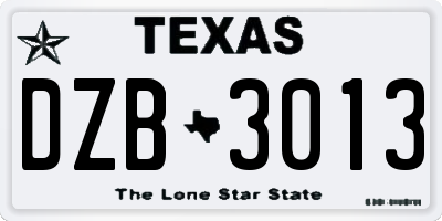 TX license plate DZB3013