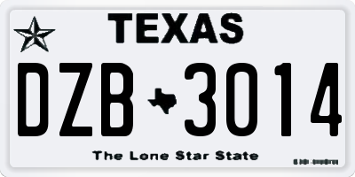 TX license plate DZB3014