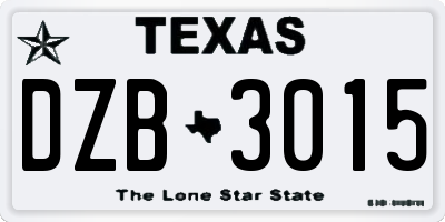 TX license plate DZB3015