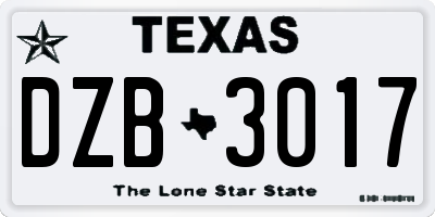 TX license plate DZB3017