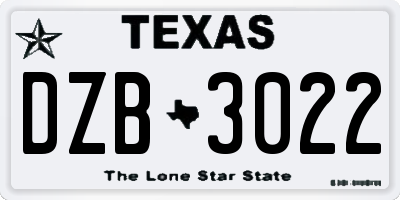 TX license plate DZB3022