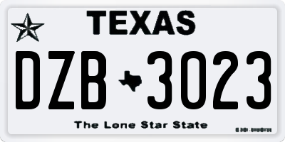 TX license plate DZB3023