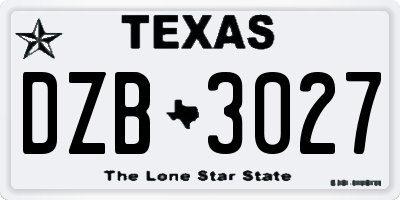 TX license plate DZB3027