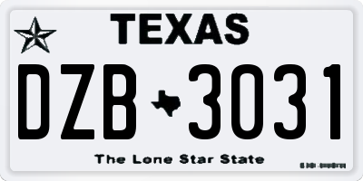 TX license plate DZB3031