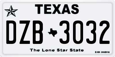 TX license plate DZB3032