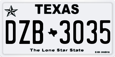 TX license plate DZB3035