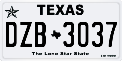 TX license plate DZB3037