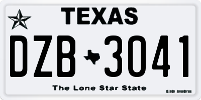 TX license plate DZB3041