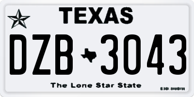 TX license plate DZB3043