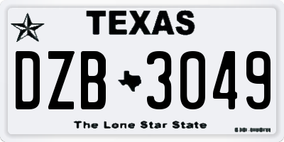 TX license plate DZB3049
