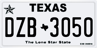 TX license plate DZB3050