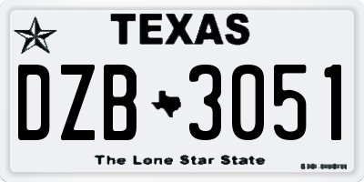 TX license plate DZB3051