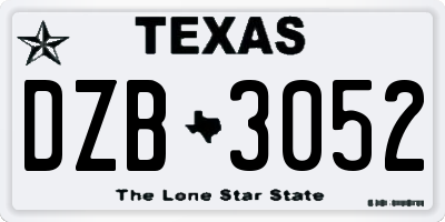 TX license plate DZB3052