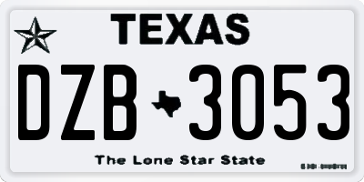 TX license plate DZB3053