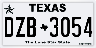 TX license plate DZB3054