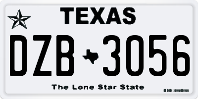 TX license plate DZB3056