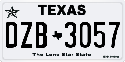 TX license plate DZB3057