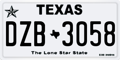 TX license plate DZB3058