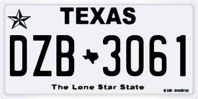 TX license plate DZB3061