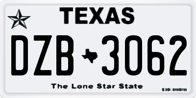TX license plate DZB3062