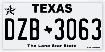 TX license plate DZB3063