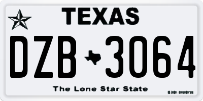 TX license plate DZB3064