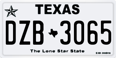 TX license plate DZB3065
