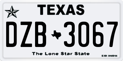 TX license plate DZB3067