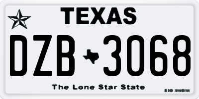 TX license plate DZB3068