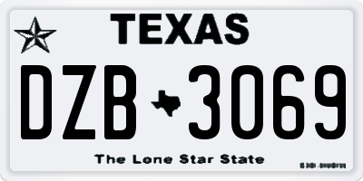 TX license plate DZB3069