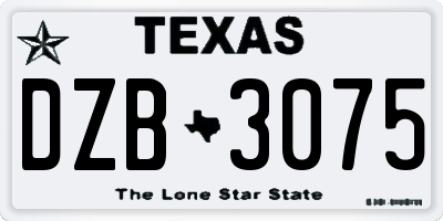 TX license plate DZB3075