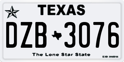 TX license plate DZB3076