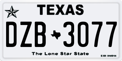 TX license plate DZB3077