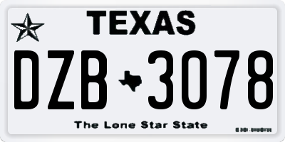 TX license plate DZB3078