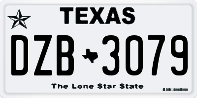 TX license plate DZB3079