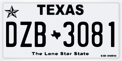 TX license plate DZB3081