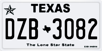 TX license plate DZB3082